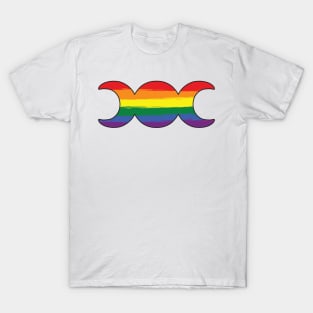 Witchy Triple Moon Goddess Symbol - Rainbow T-Shirt